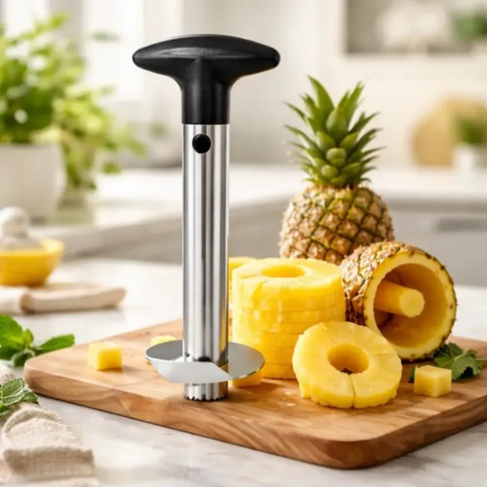 Descascador de abacaxi (Descascador fatiador de abacaxi em aço inox)
