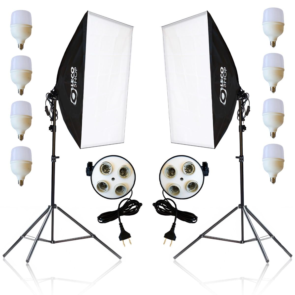 Softbox (Kit 2 Softbox 50x70cm com tripés de 2m e lâmpadas LED)
