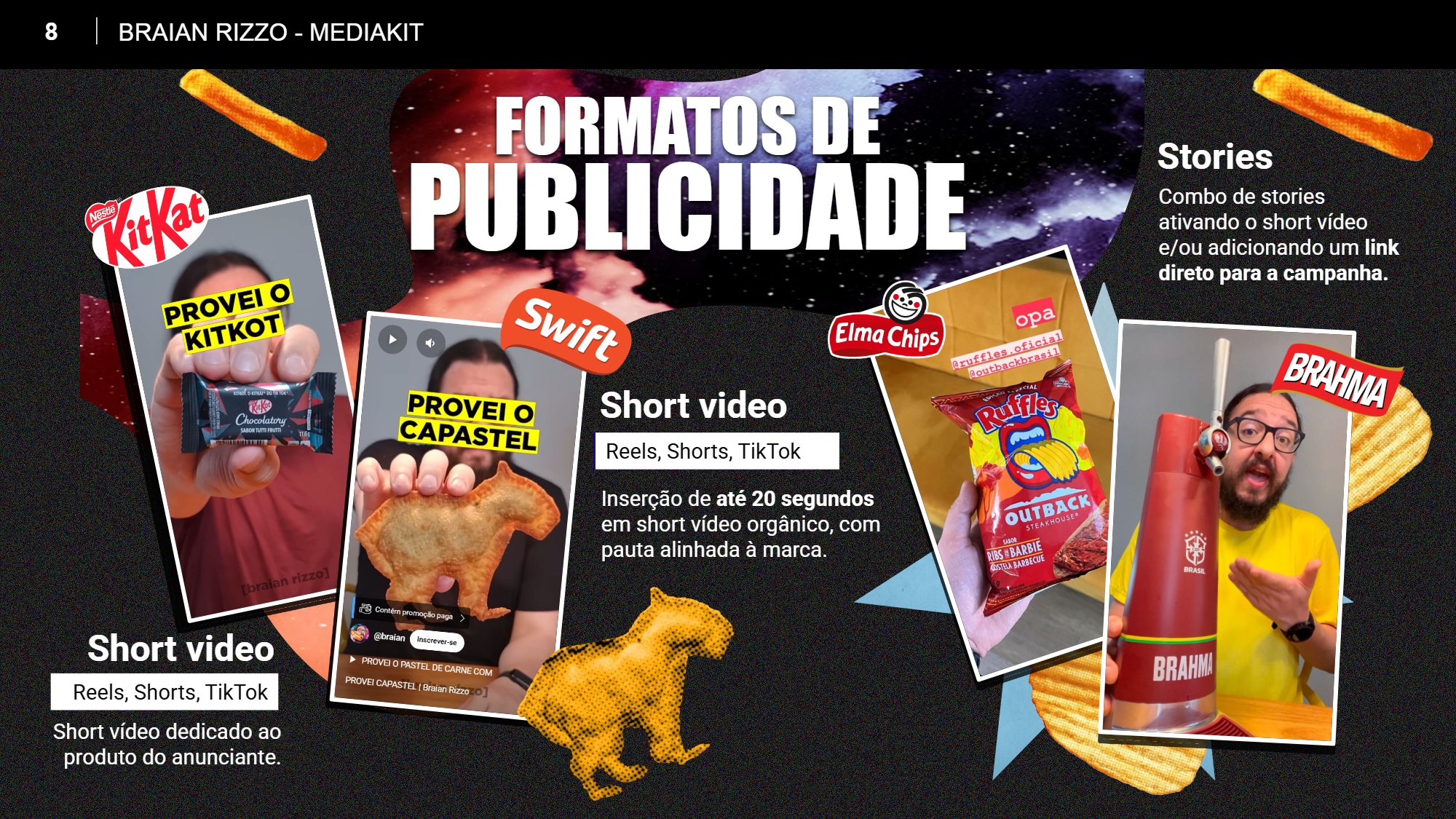 Formatos de publicidade: short vídeo dedicado, inserção em vídeo e combo de stories