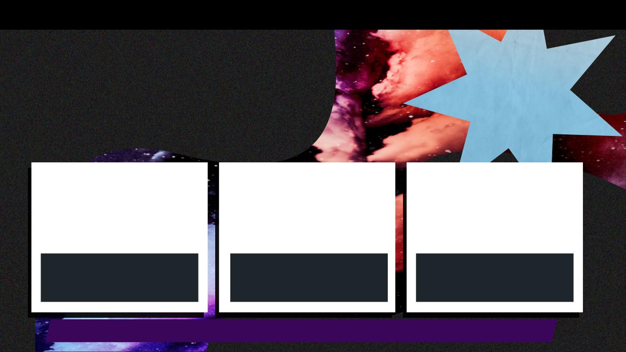 Três cards com os logos do YouTube, Instagram e TikTok e uma estrela azul sobre fundo de galáxia